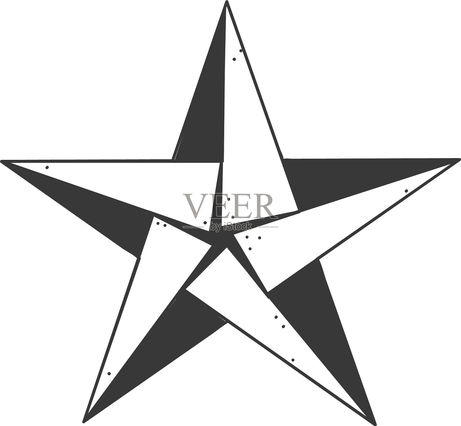 星图标铬五角形股票孤立上图标素材