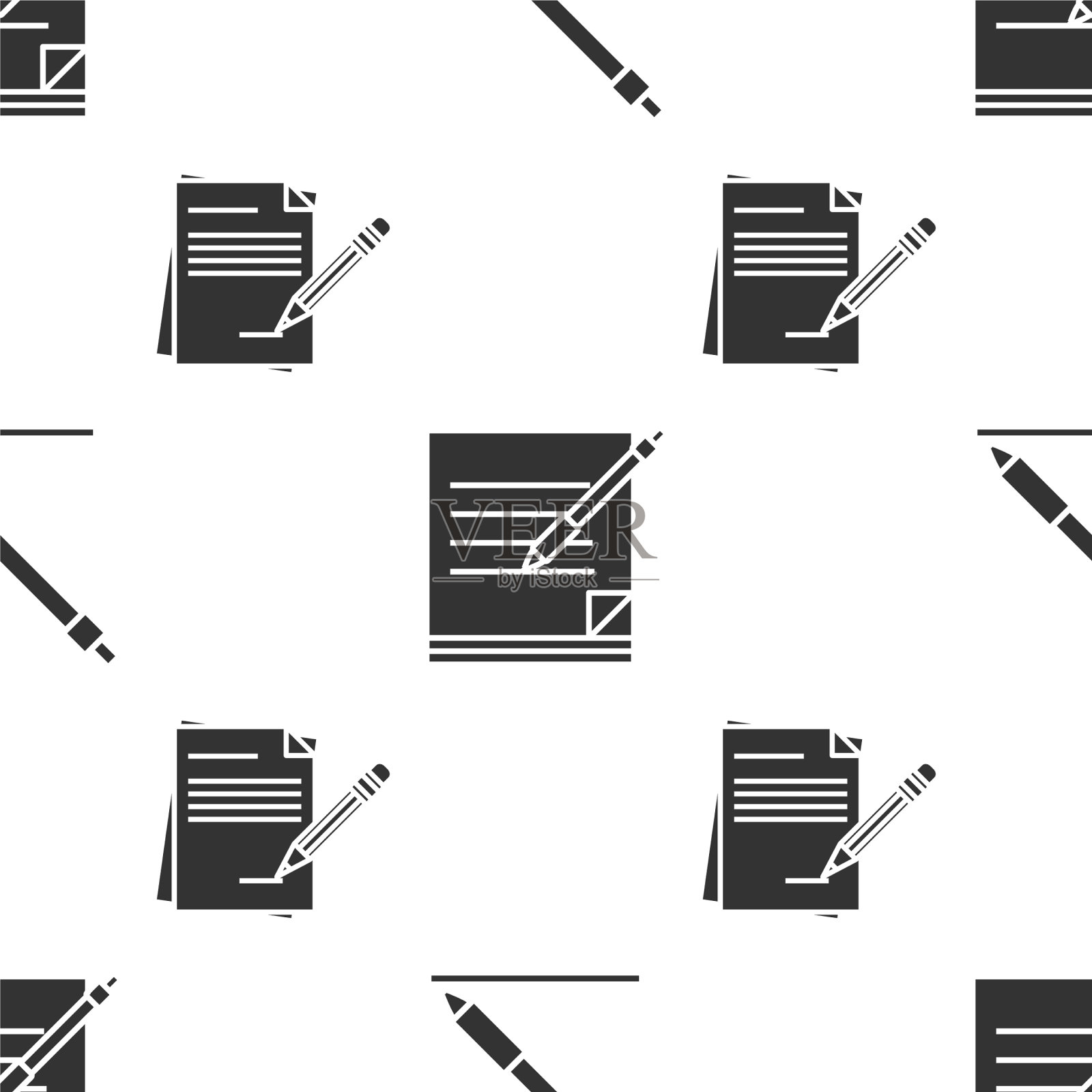 设笔、线、空本子、笔、空图标素材