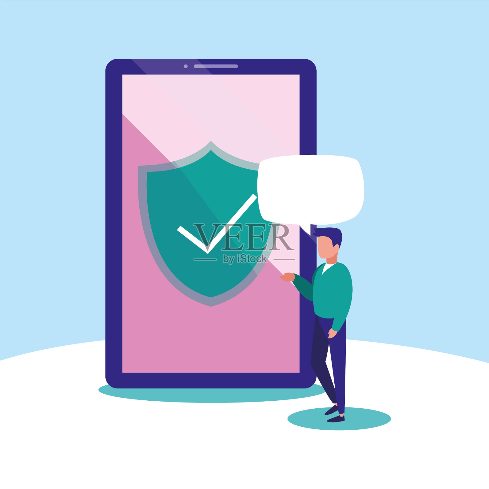 拥有智能手机设计的阿凡达男人插画图片素材