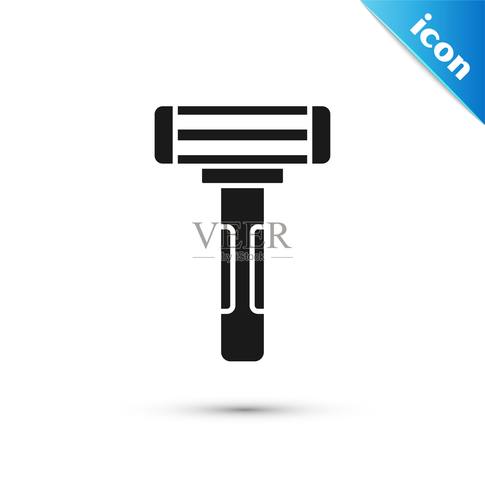 黑色剃须剃须刀图标孤立在白色插画图片素材