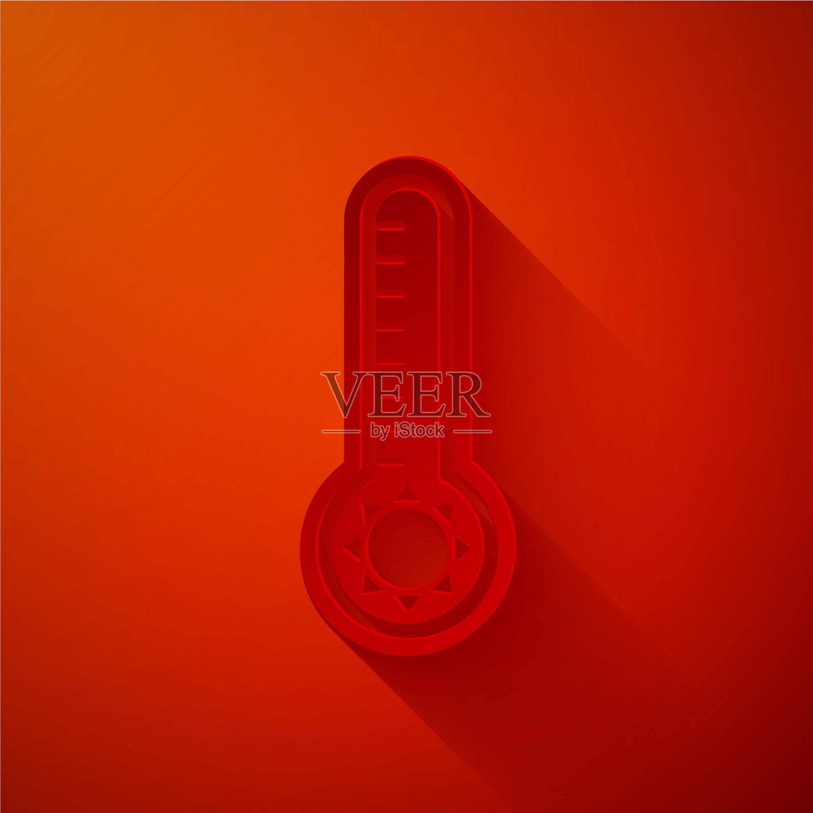 剪纸气象学测热温度计插画图片素材