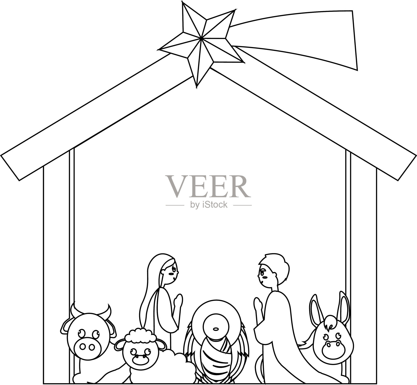 美丽马槽形象插画图片素材