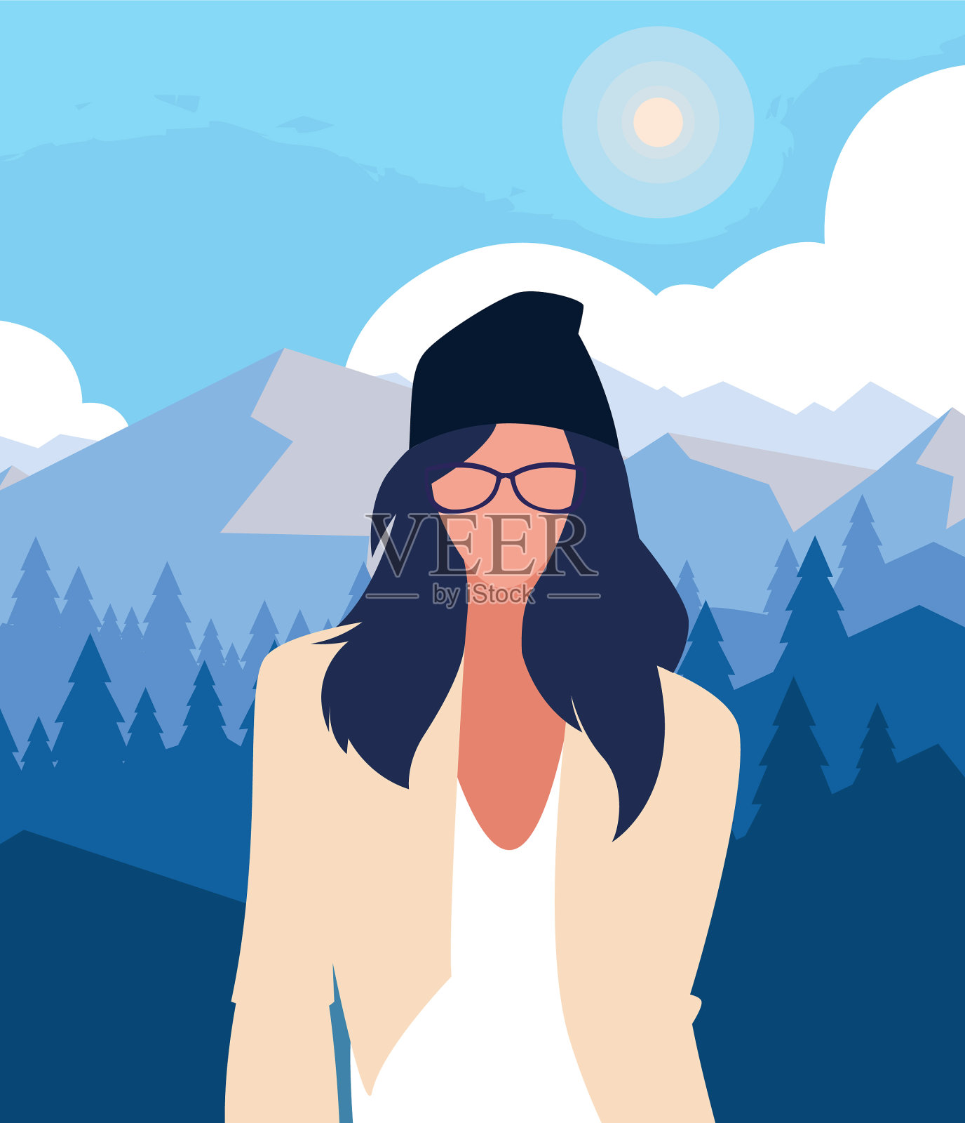 阿凡达女人前面的景观设计插画图片素材