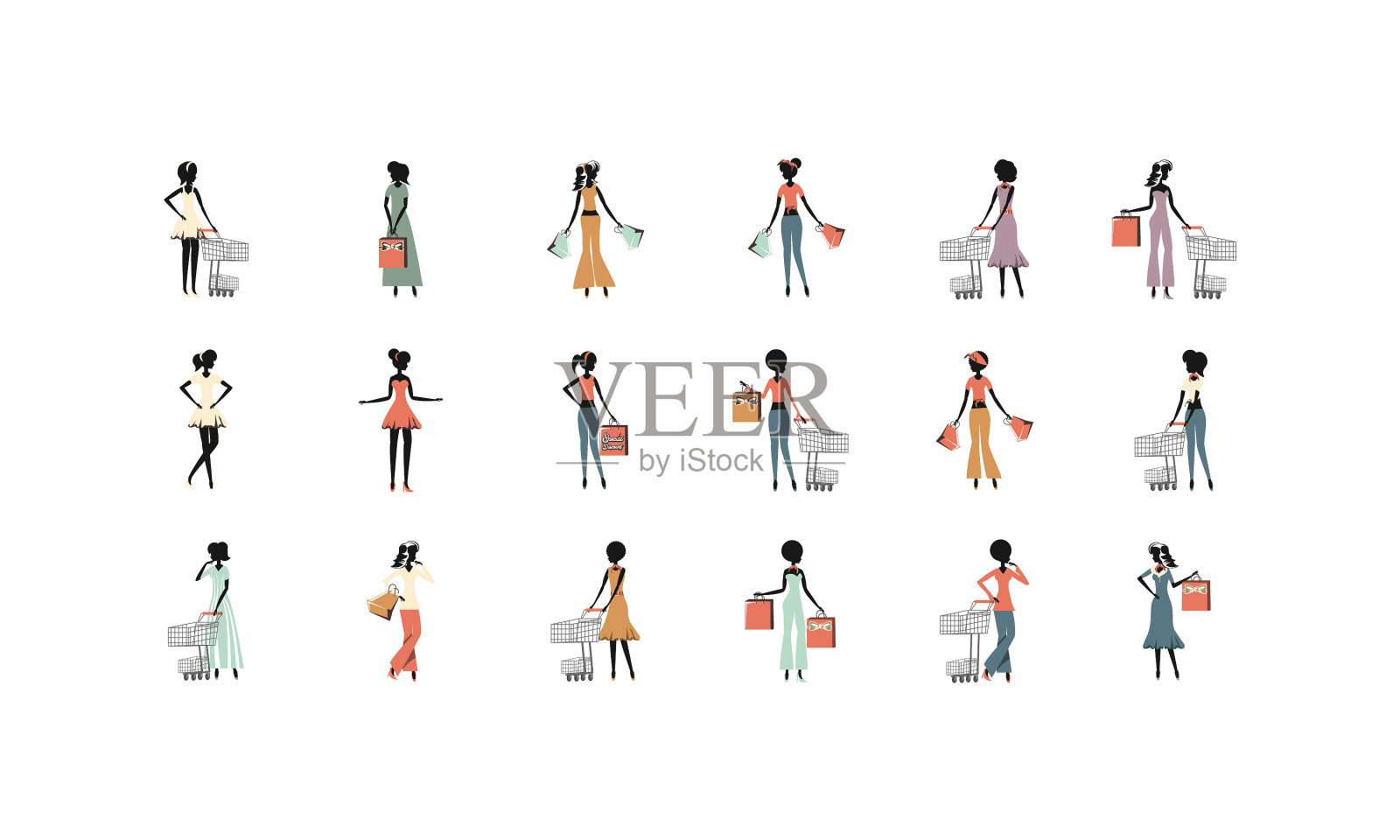 孤立的购物和电子商务图标设置图标素材