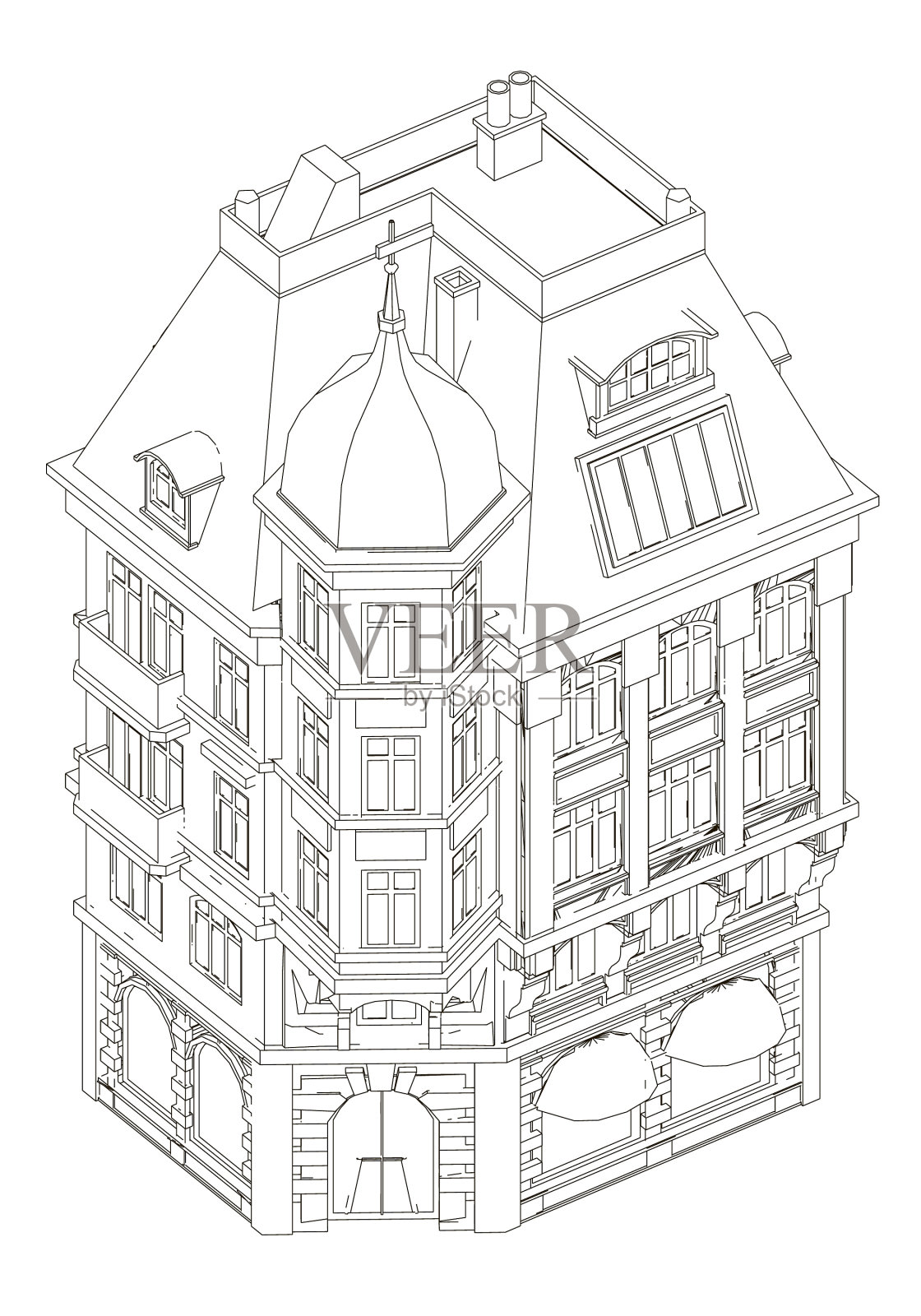 建筑的轮廓上有一条白色的黑线设计元素图片