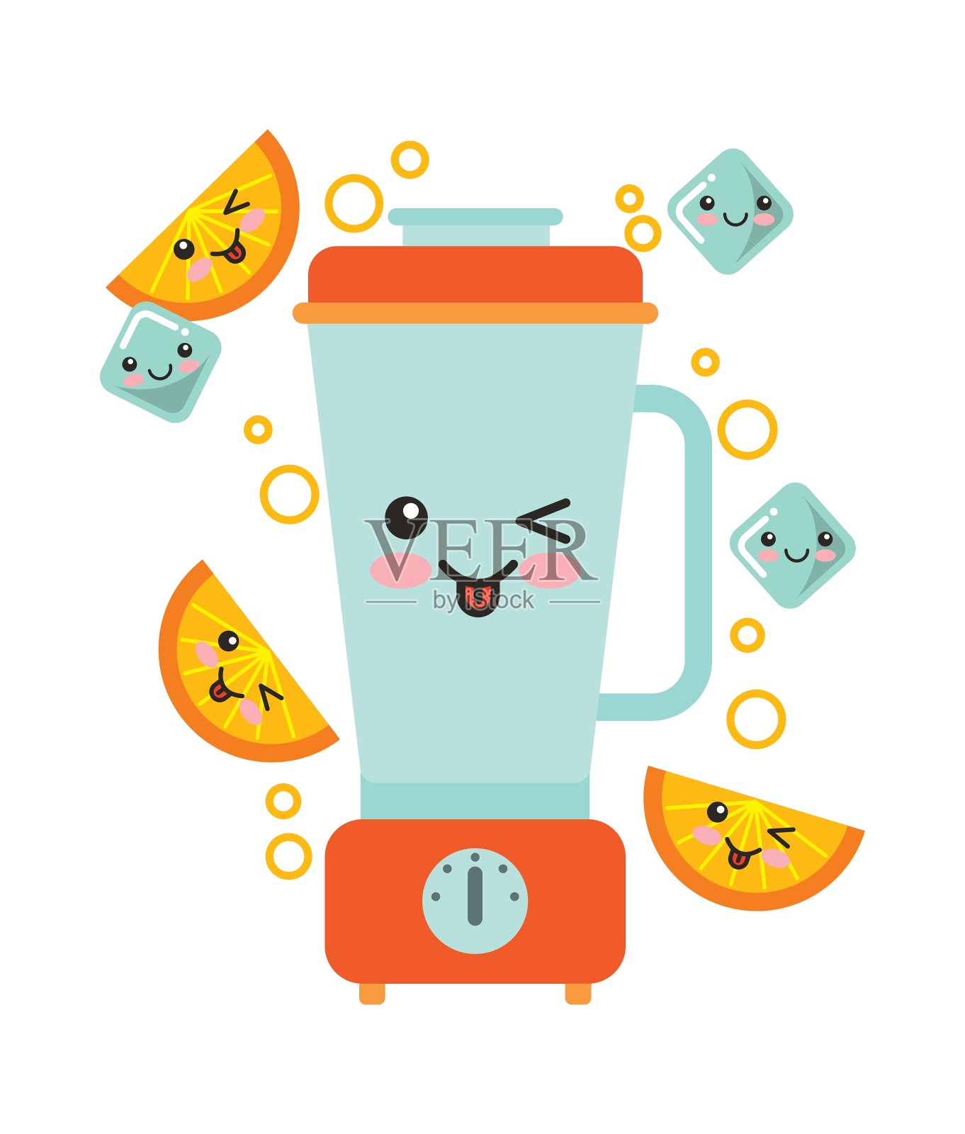 果汁水果卡哇伊人物孤立图标设计元素图片