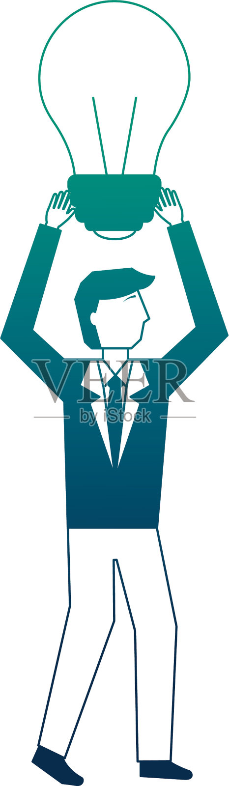 商人与灯泡化身的角色图标素材