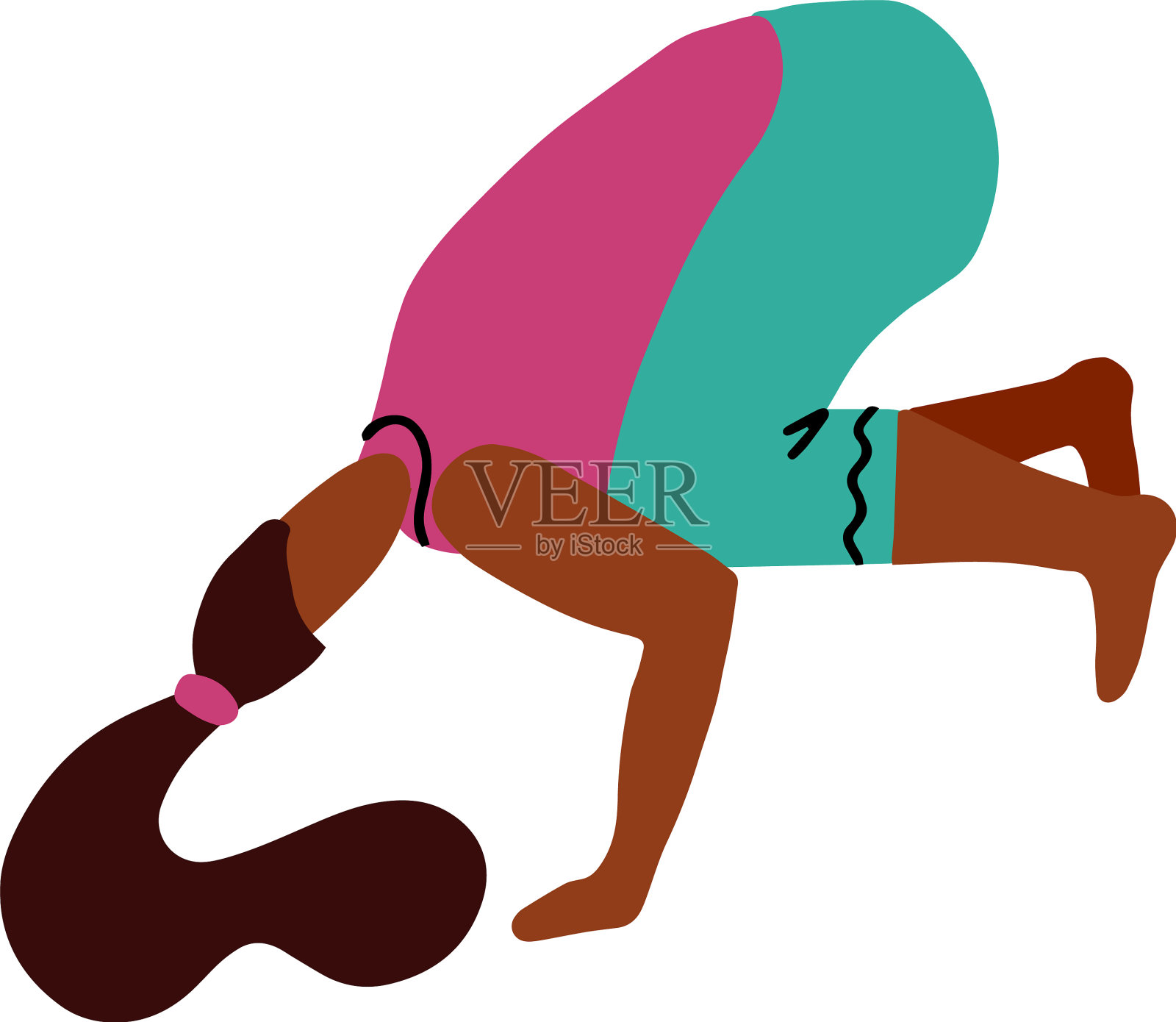 可爱的女人站在乌鸦的姿势或bakasana设计元素图片