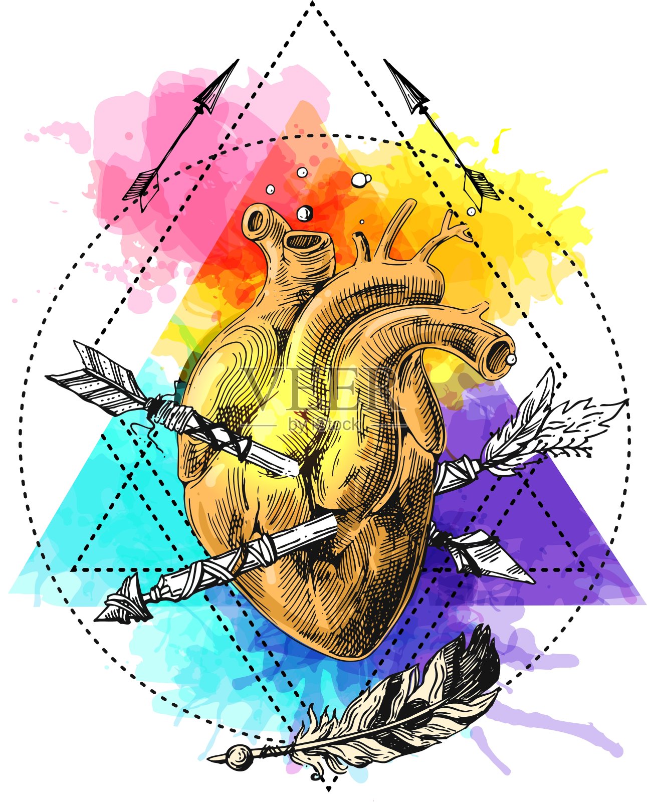 人心素描设计元素图片