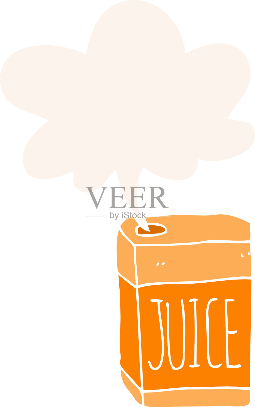 复古风格的卡通果汁盒和语音泡泡设计元素图片