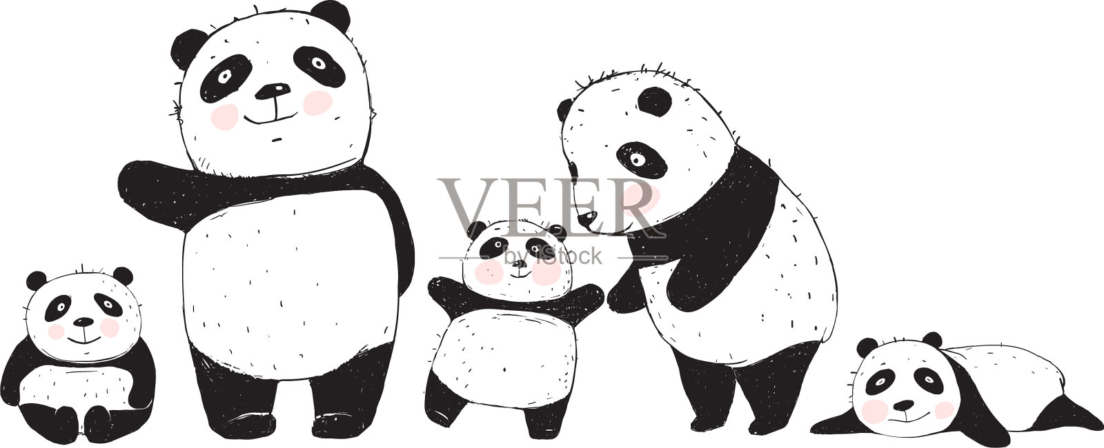 熊猫的大家庭,父母和孩子设计元素图片
