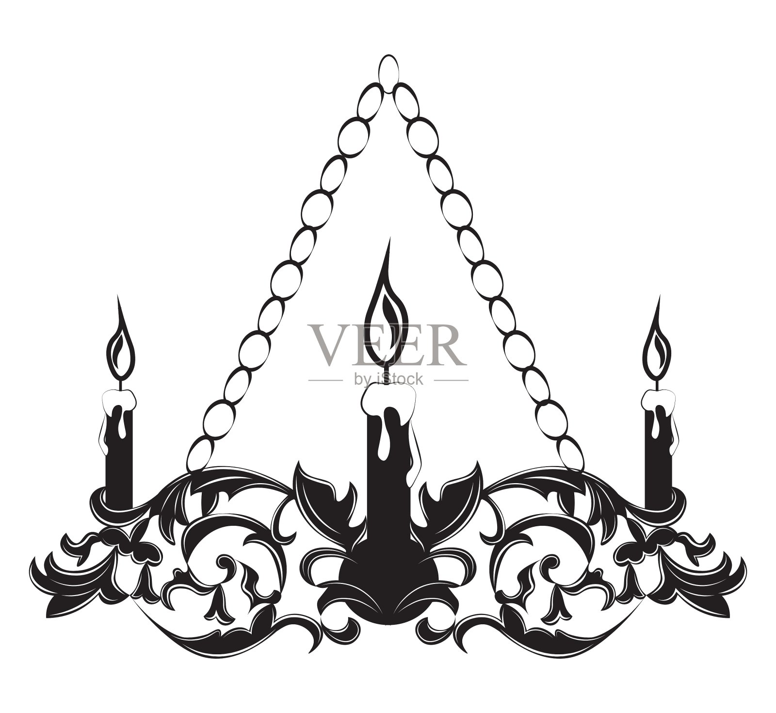 巴洛克风格壁灯上的白色设计元素图片