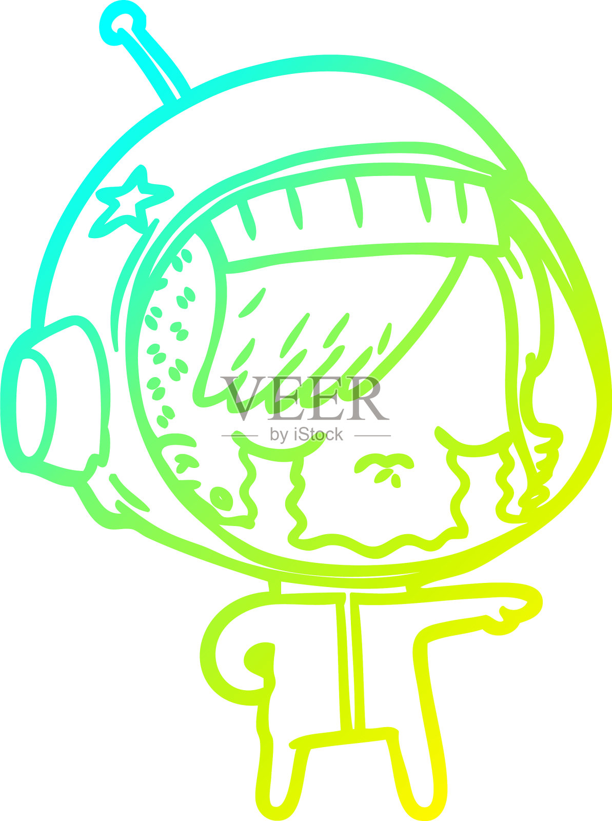 冷梯度线画卡通哭设计元素图片