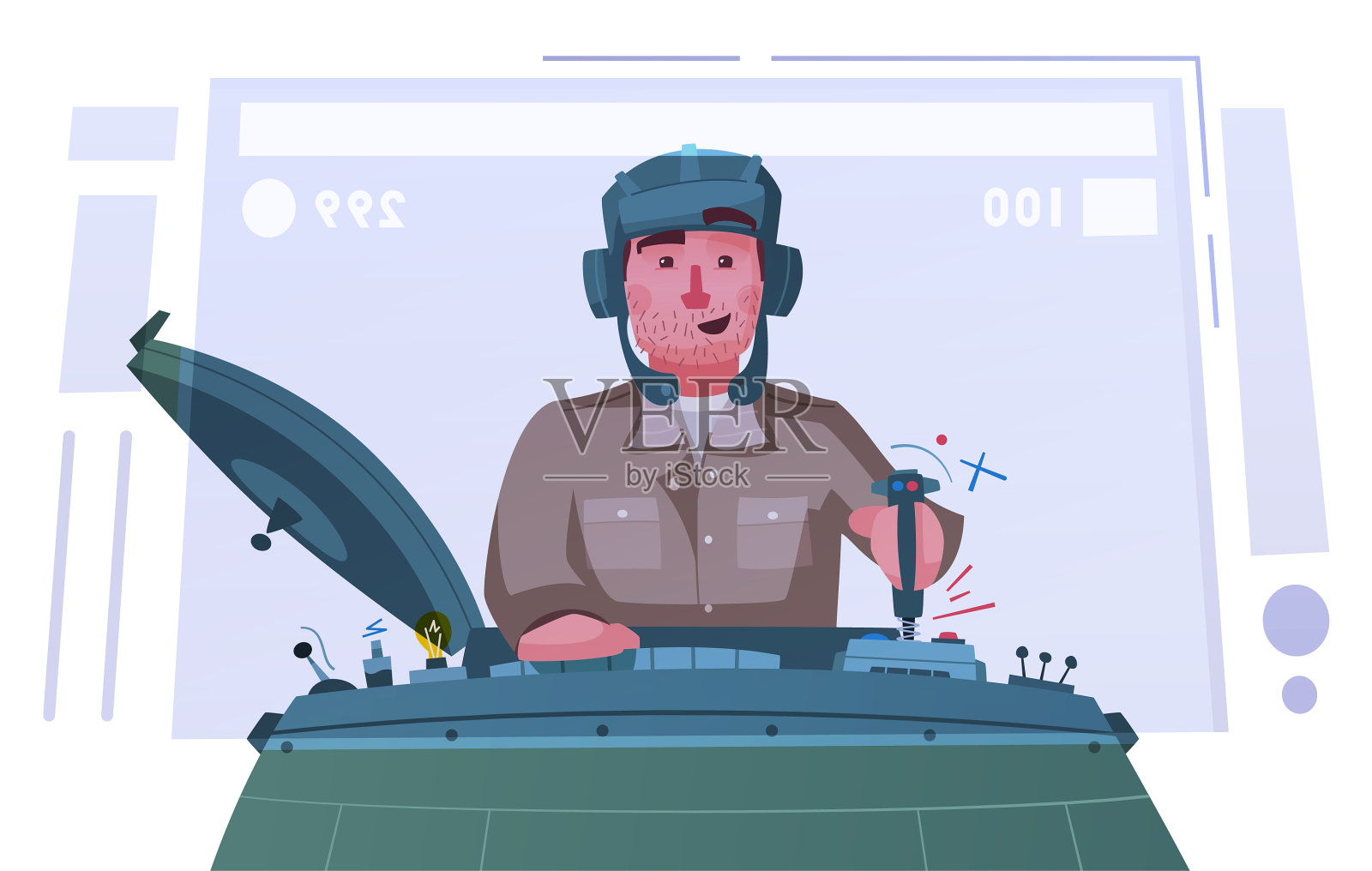 角色玩游戏在一个坦克桌上的卡通设计元素图片