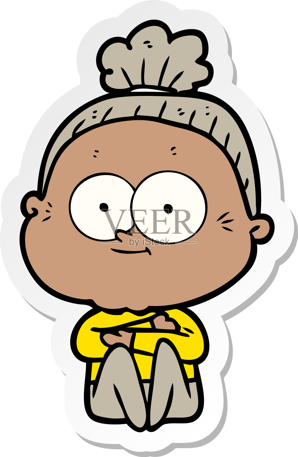 一个卡通快乐老太太的贴纸设计元素图片