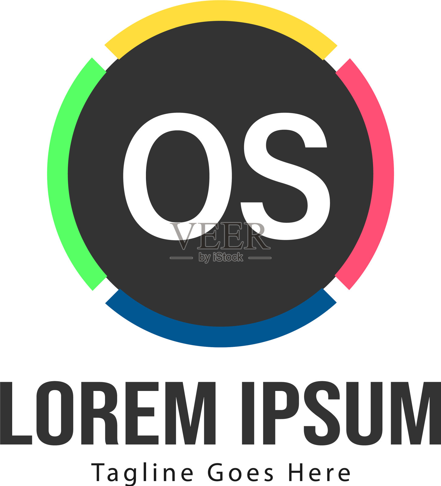 具有现代框架的初始OS徽标模板插画图片素材