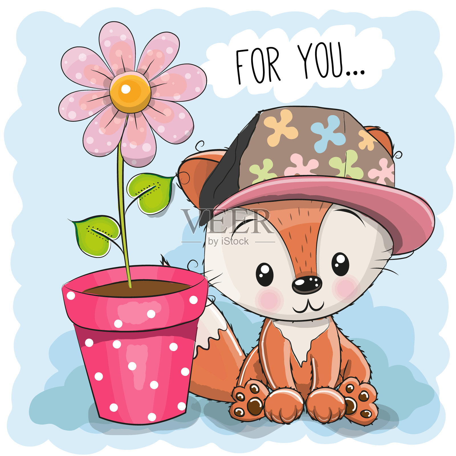 贺卡可爱卡通狐狸插画图片素材