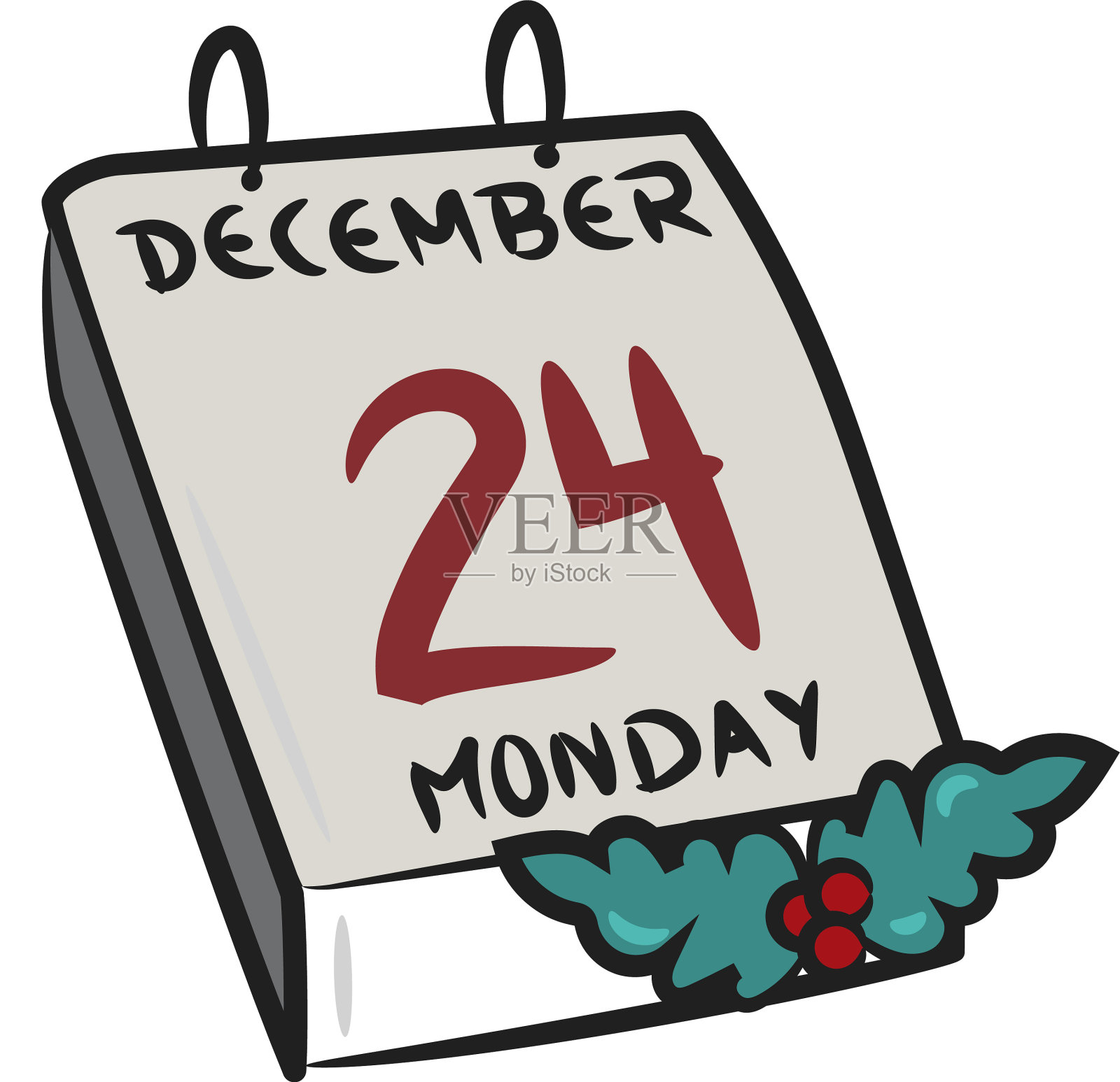 日历与日期的平安夜或颜色设计元素图片