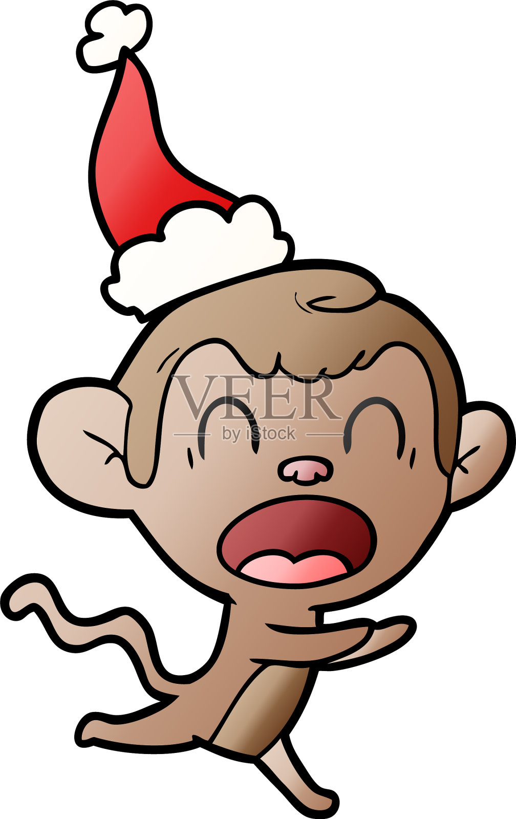 一个猴子穿着的呐喊渐变卡通设计元素图片