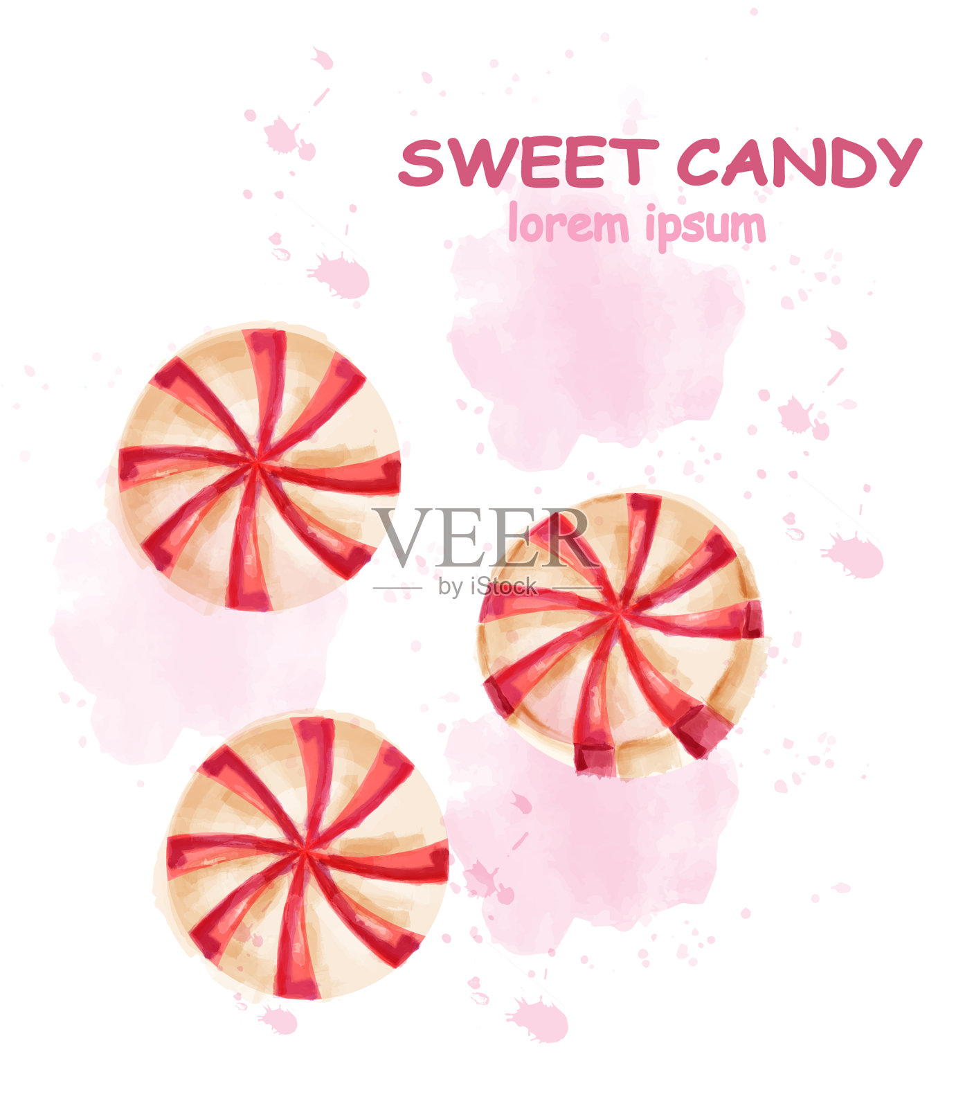 薄荷糖水彩甜圆设计模板素材