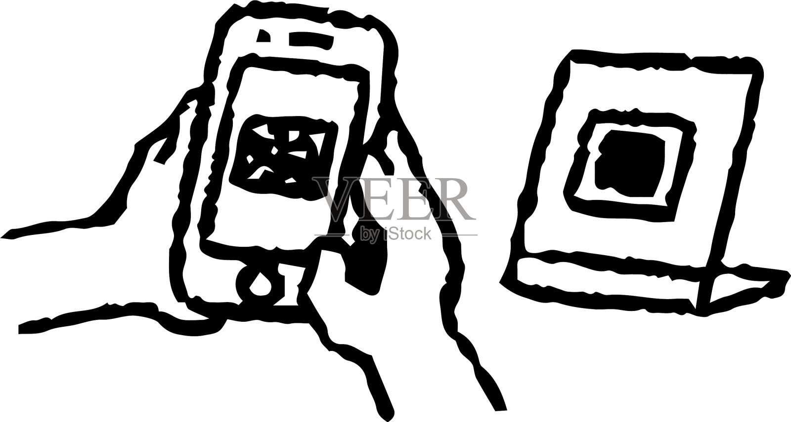 使用智能手机的单色模仿者设计元素图片