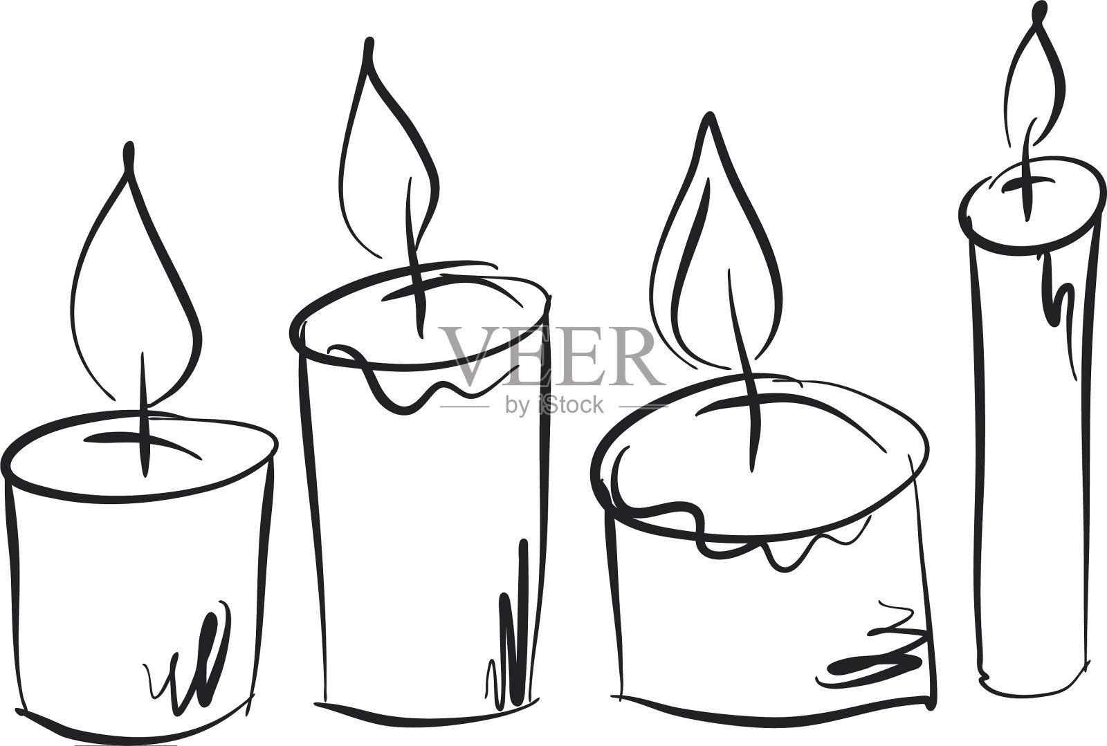 燃烧蜡烛手绘集设计元素图片