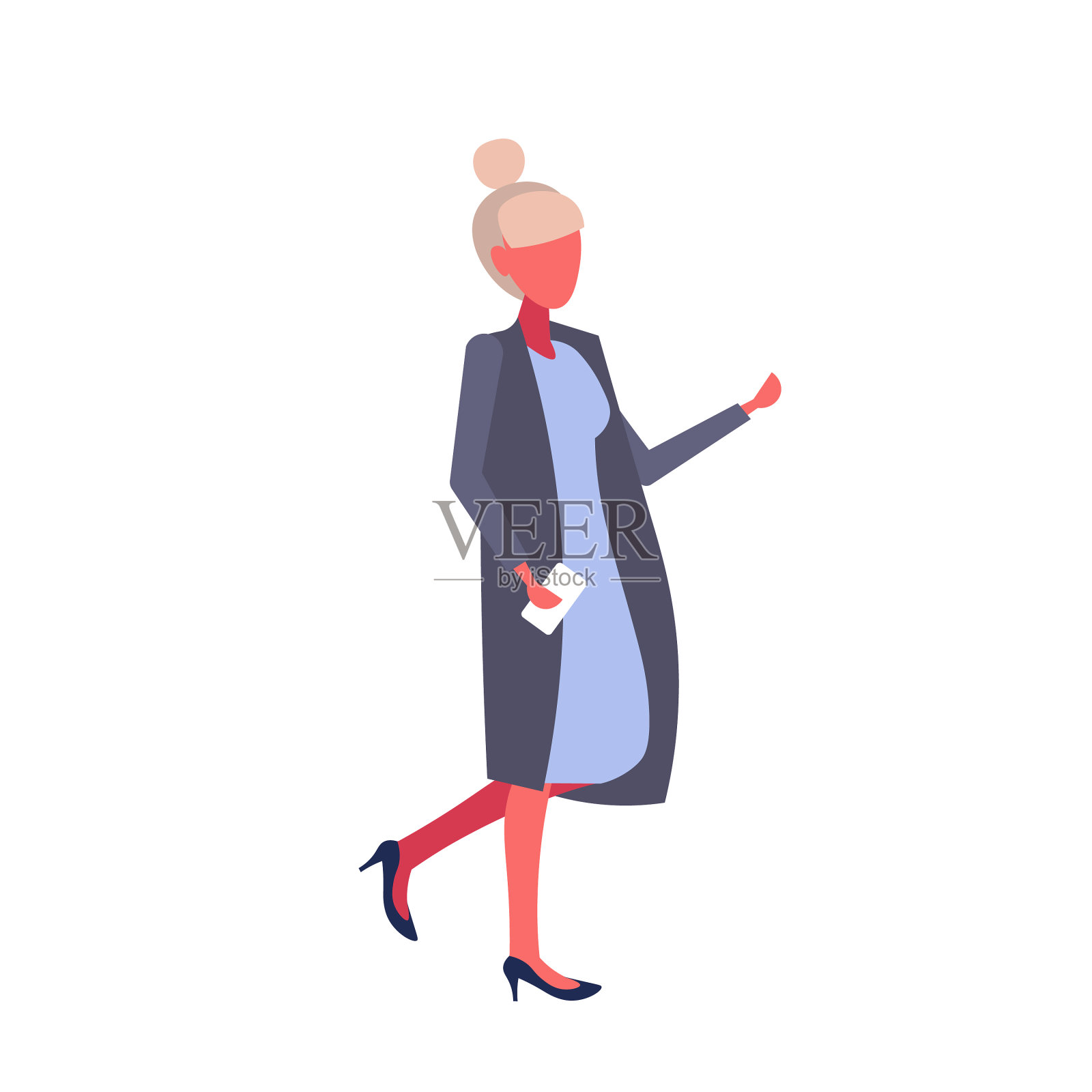 女商人穿着大衣指着手势设计元素图片