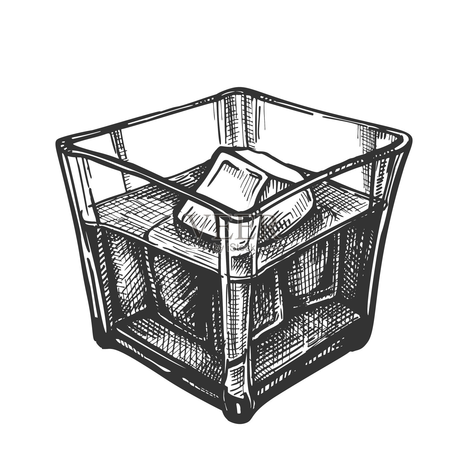 经典的爱尔兰威士忌杯和冰块设计元素图片