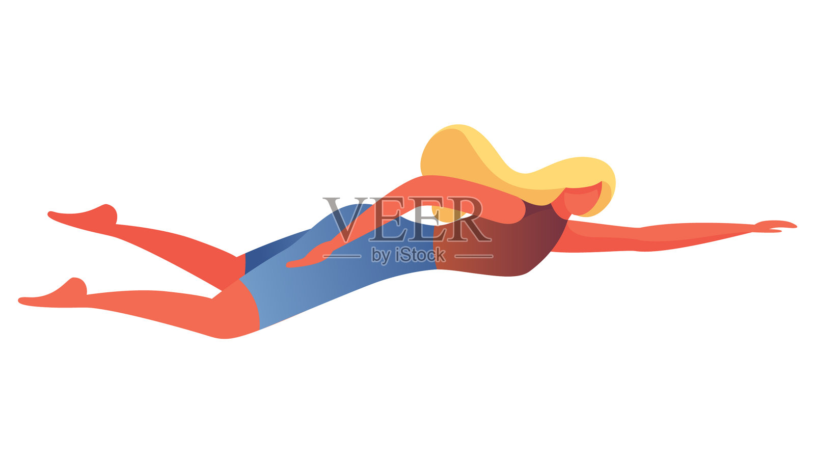 年轻女子独自在白水上游泳设计元素图片