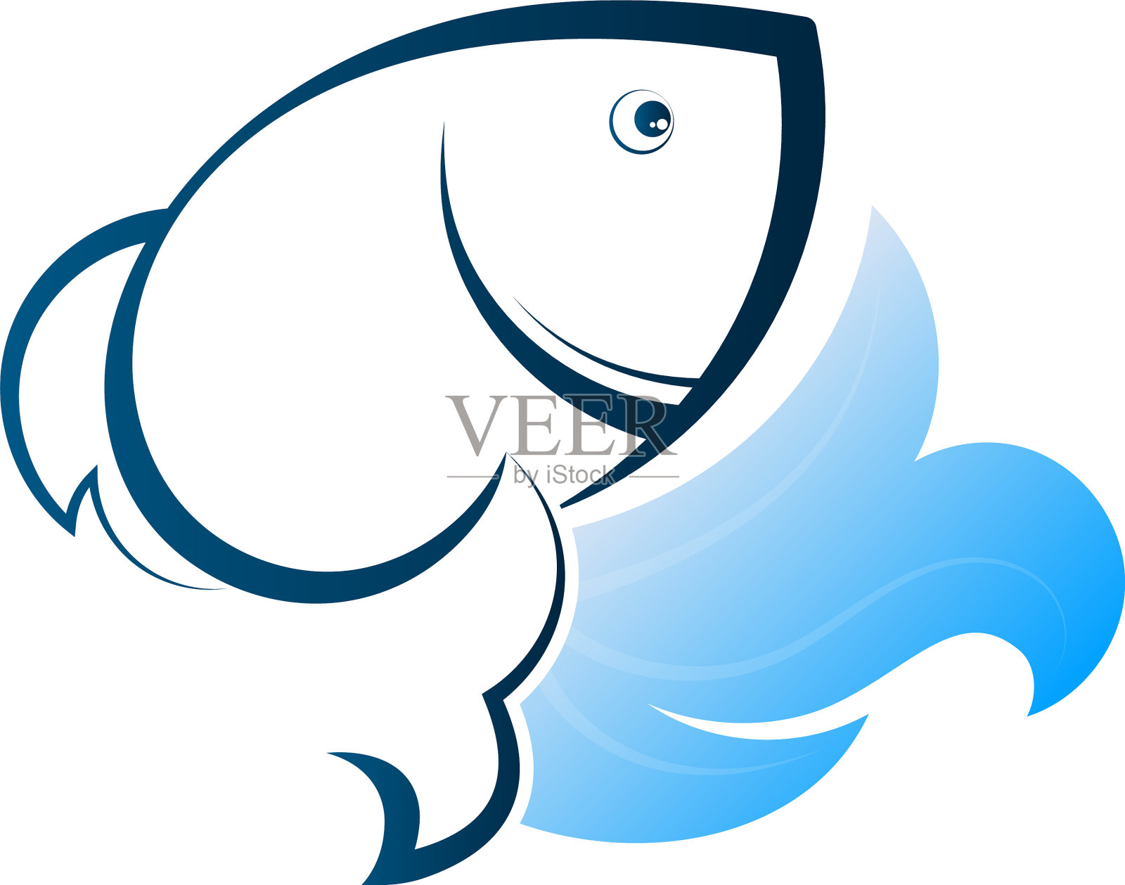 鱼在波浪上剪影设计元素图片