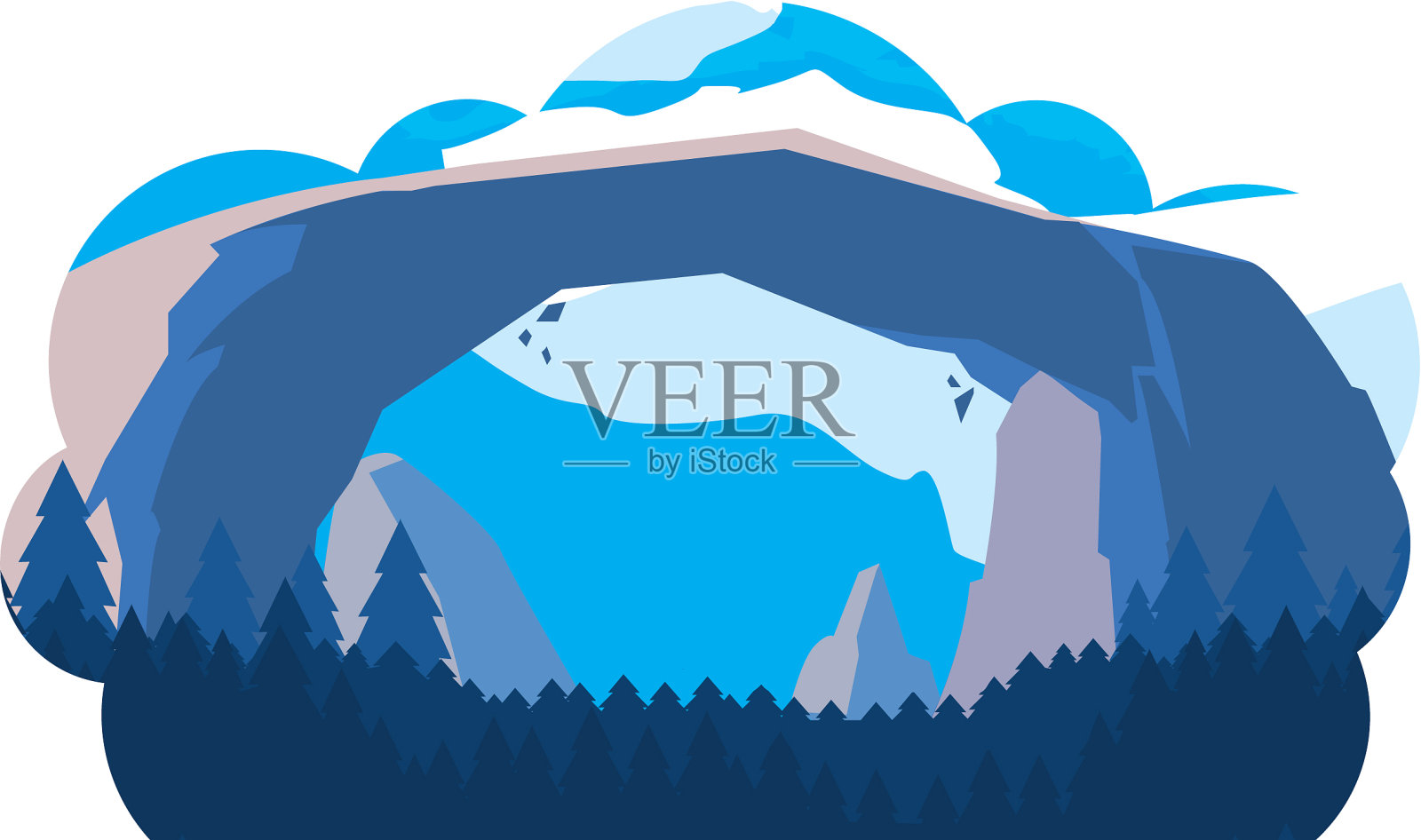 岩石与森林雪景景设计元素图片