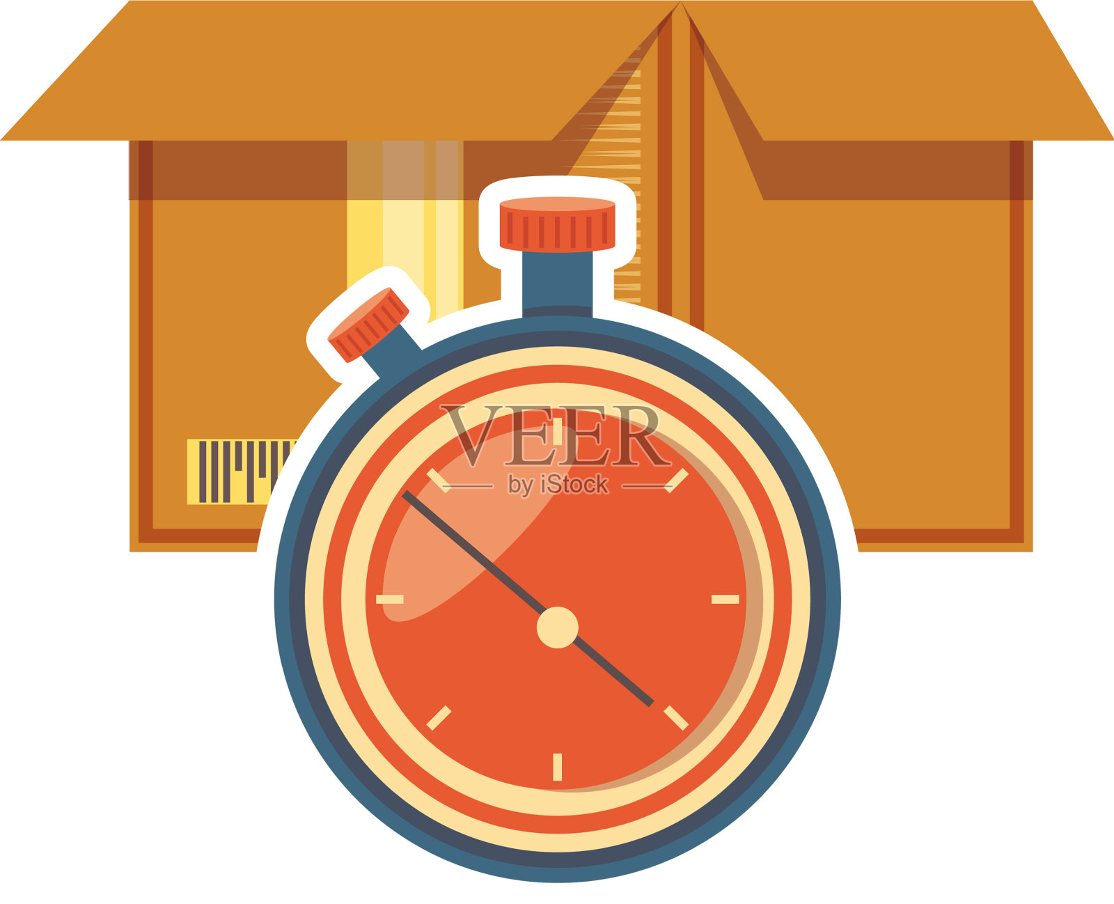 纸盒与天文钟交付服务设计元素图片