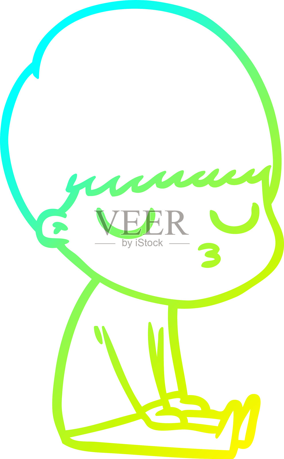 冷梯度线画卡通冷静男孩设计元素图片