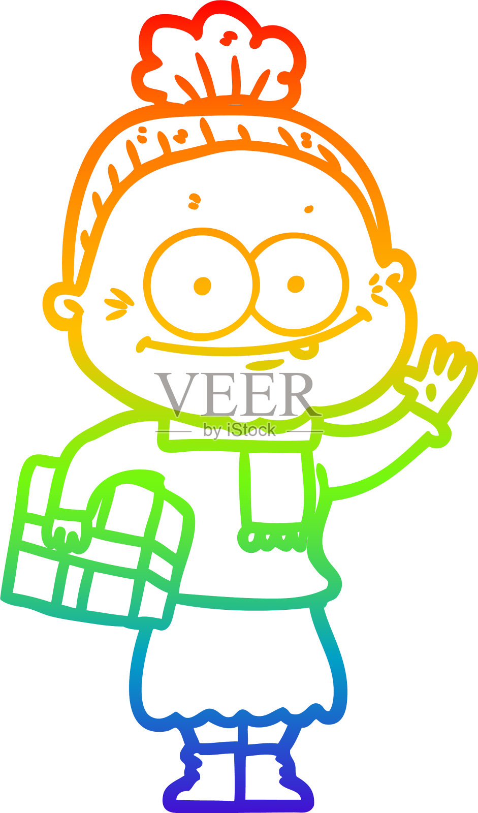 彩虹渐变线画卡通快乐老设计元素图片