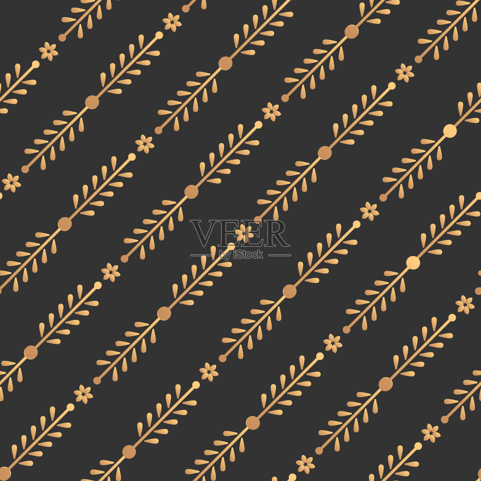 黄金花无缝图案线打印向量插画图片素材