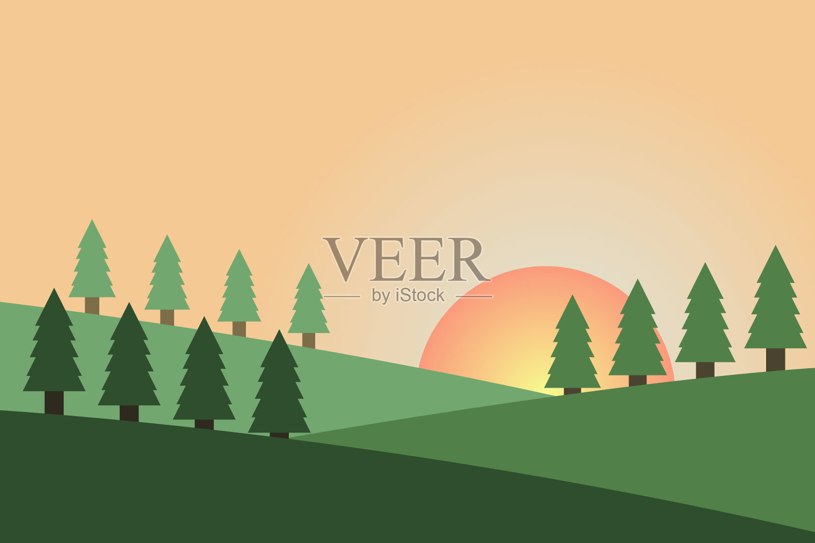 松林插画图片素材