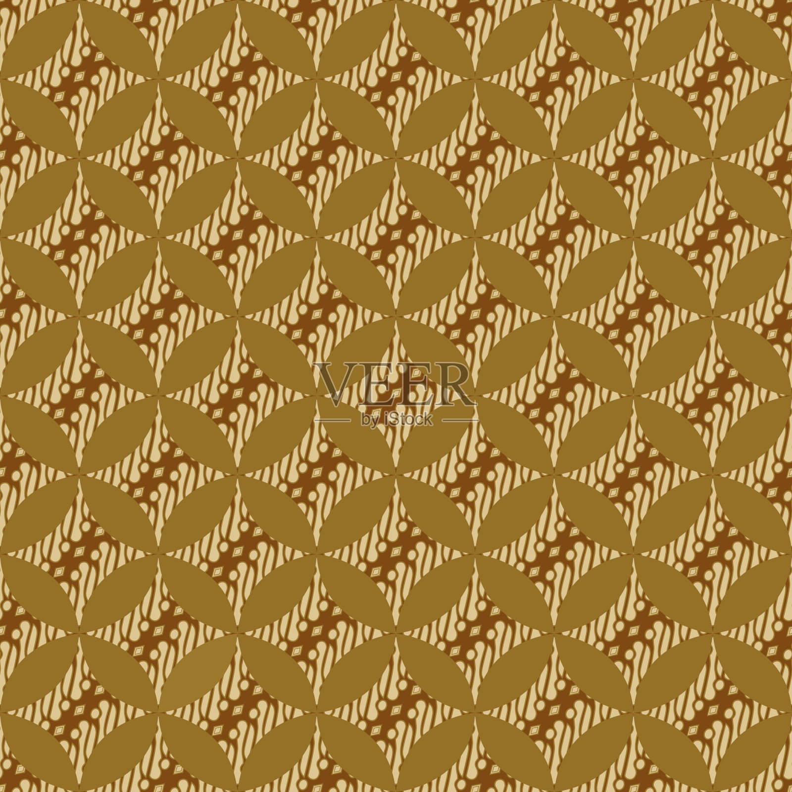 独特的图案爪哇蜡染无缝棕色插画图片素材