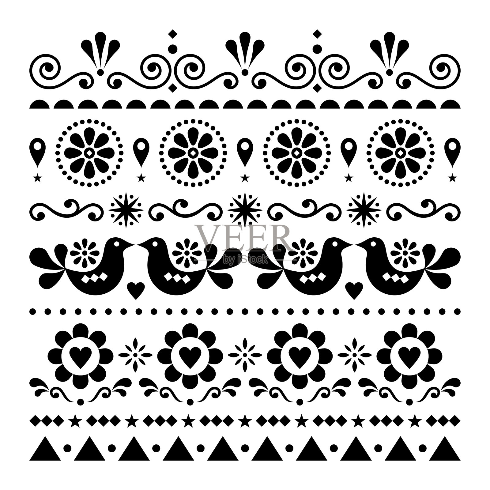 民间艺术喜爱情人节贺卡插画图片素材