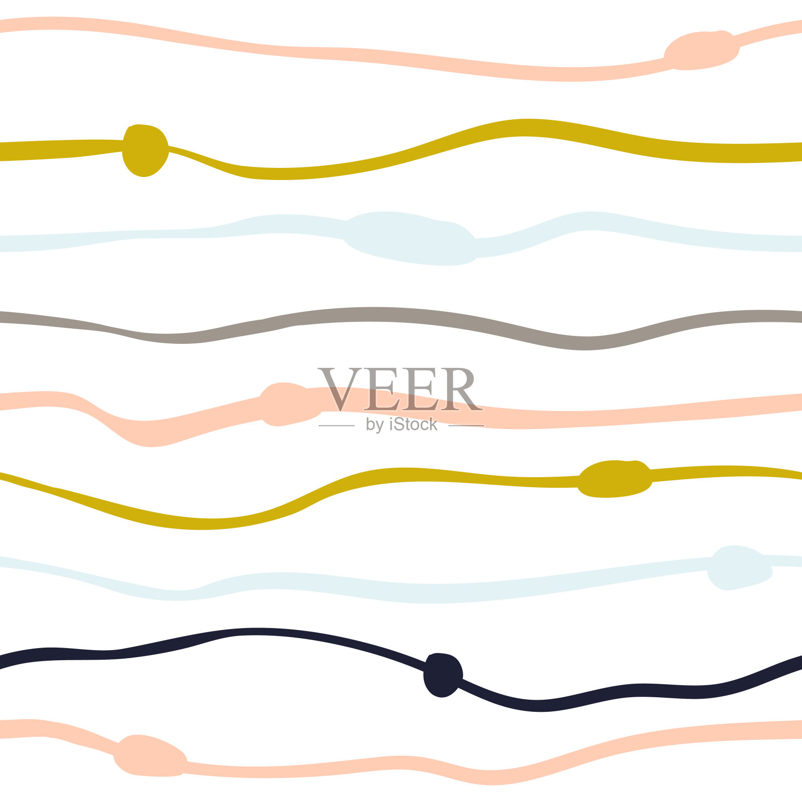 无缝矢量模式与刷波在柔和的颜色。插画图片素材