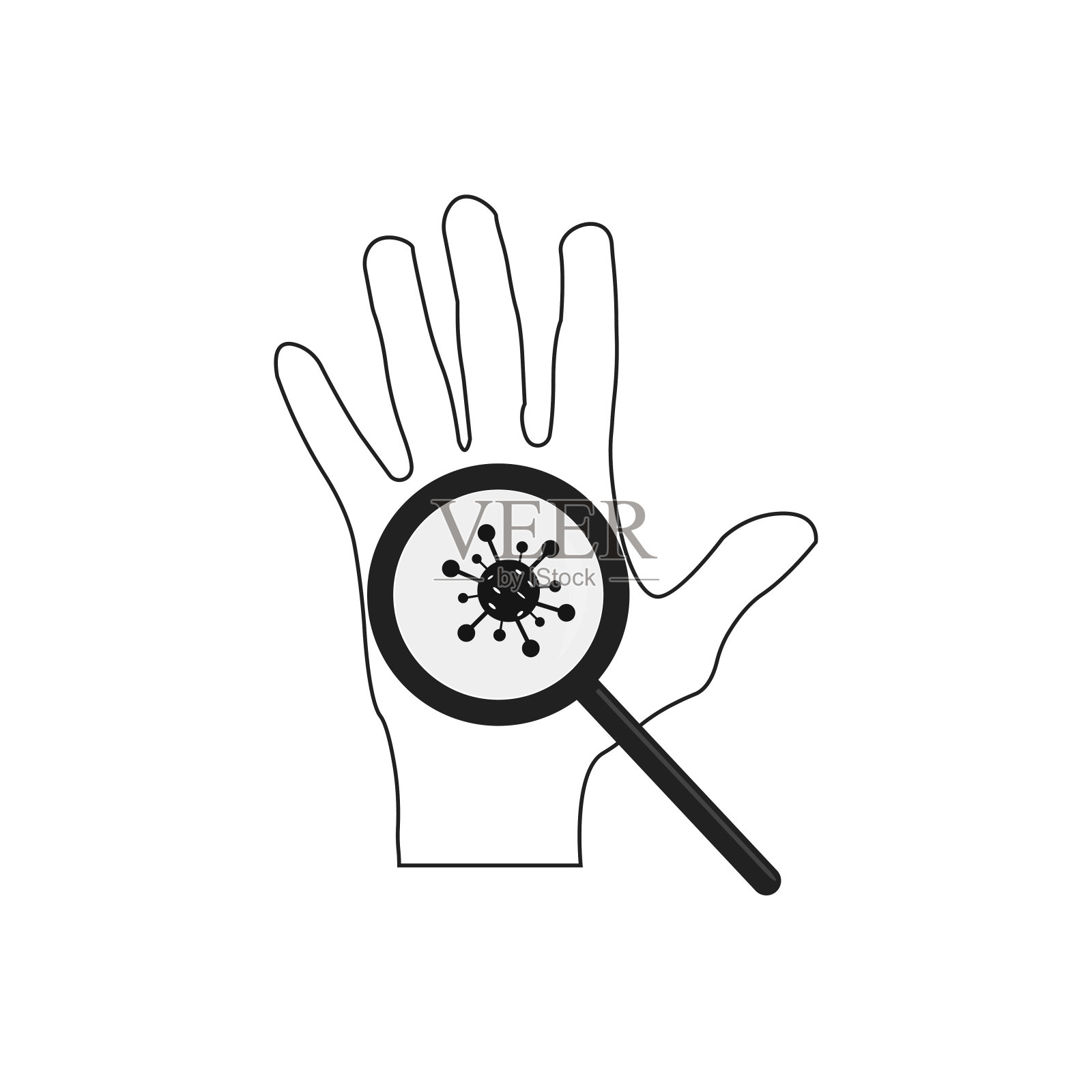 皮肤病矢量线图标,皮肤病符号。插画图片素材