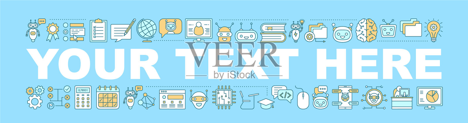 科学教学机器人词概念横幅插画图片素材