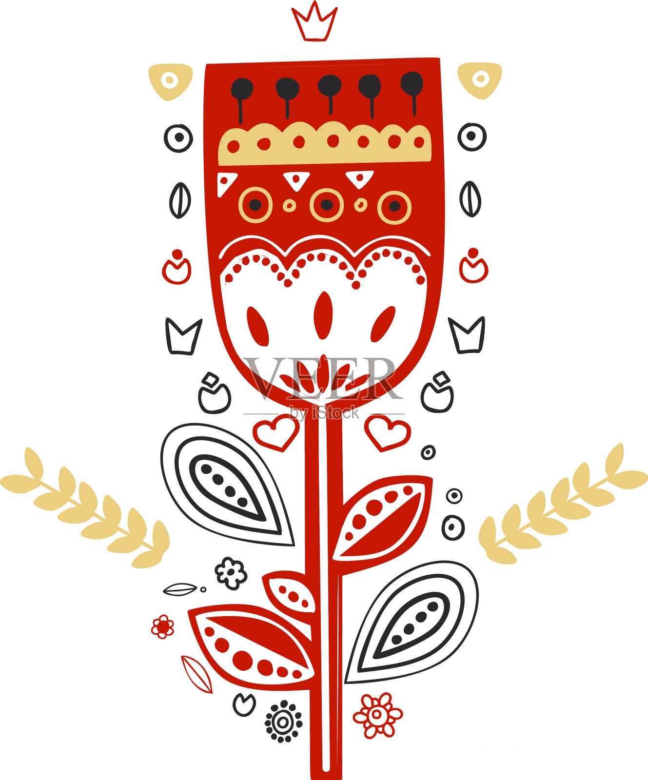 斯堪的纳维亚民间风格的花卉装饰设计元素图片