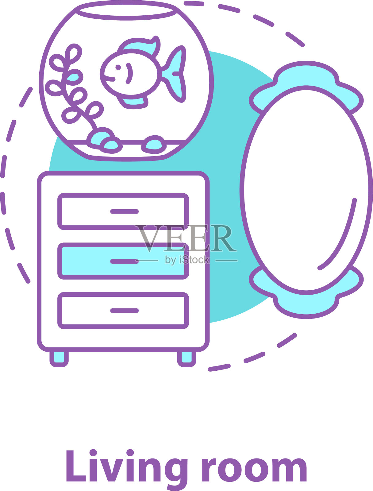 客厅室内概念图标插画图片素材