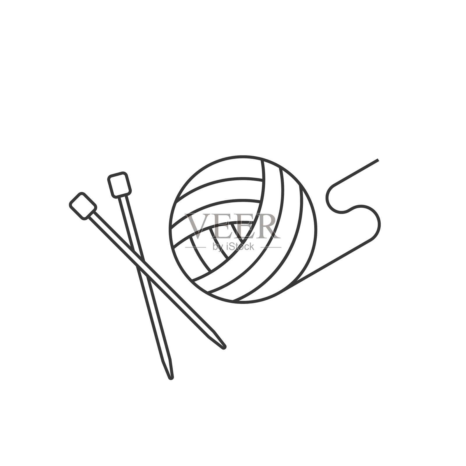 纱线和针组成的球图标素材