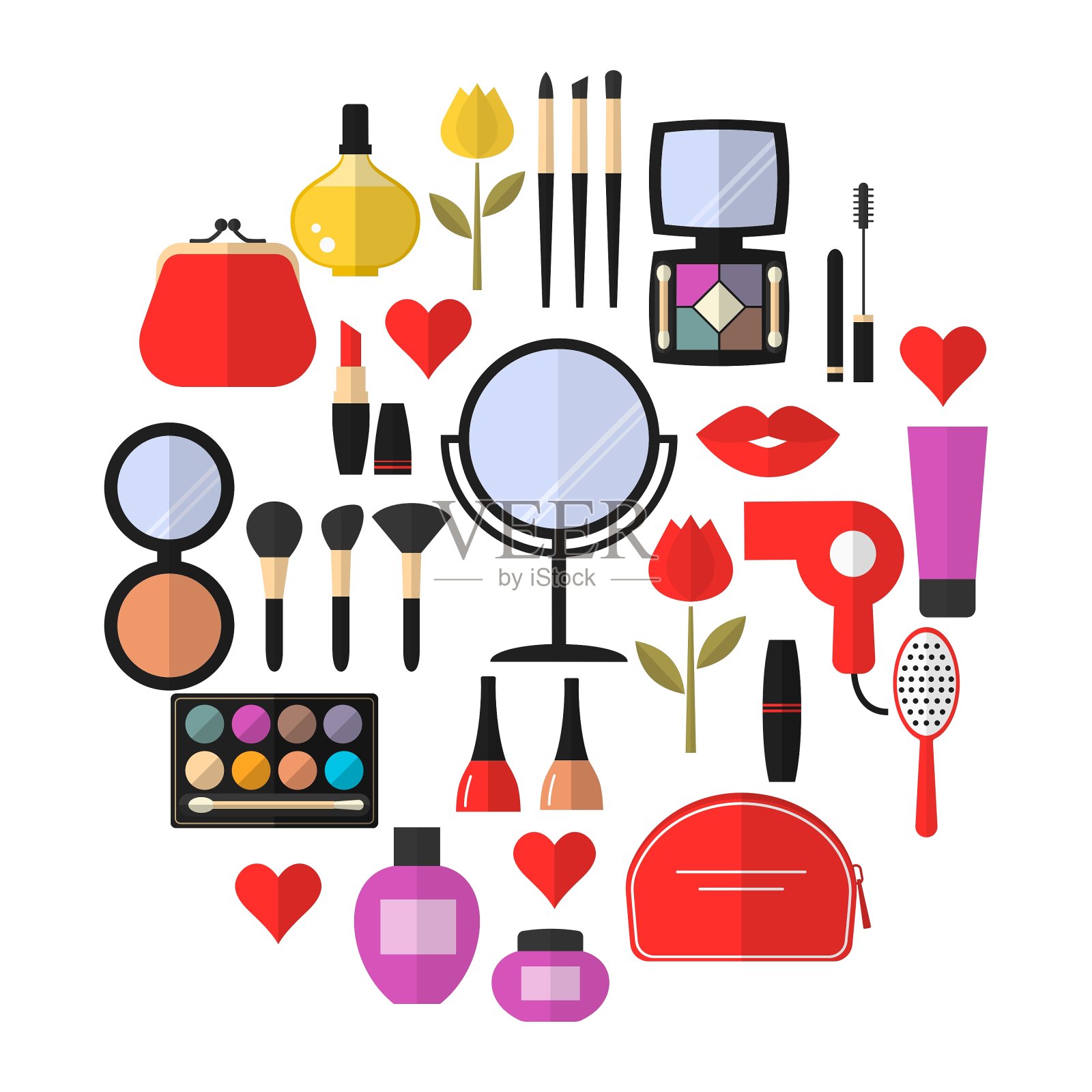 化妆和美容平面图标集设计元素图片
