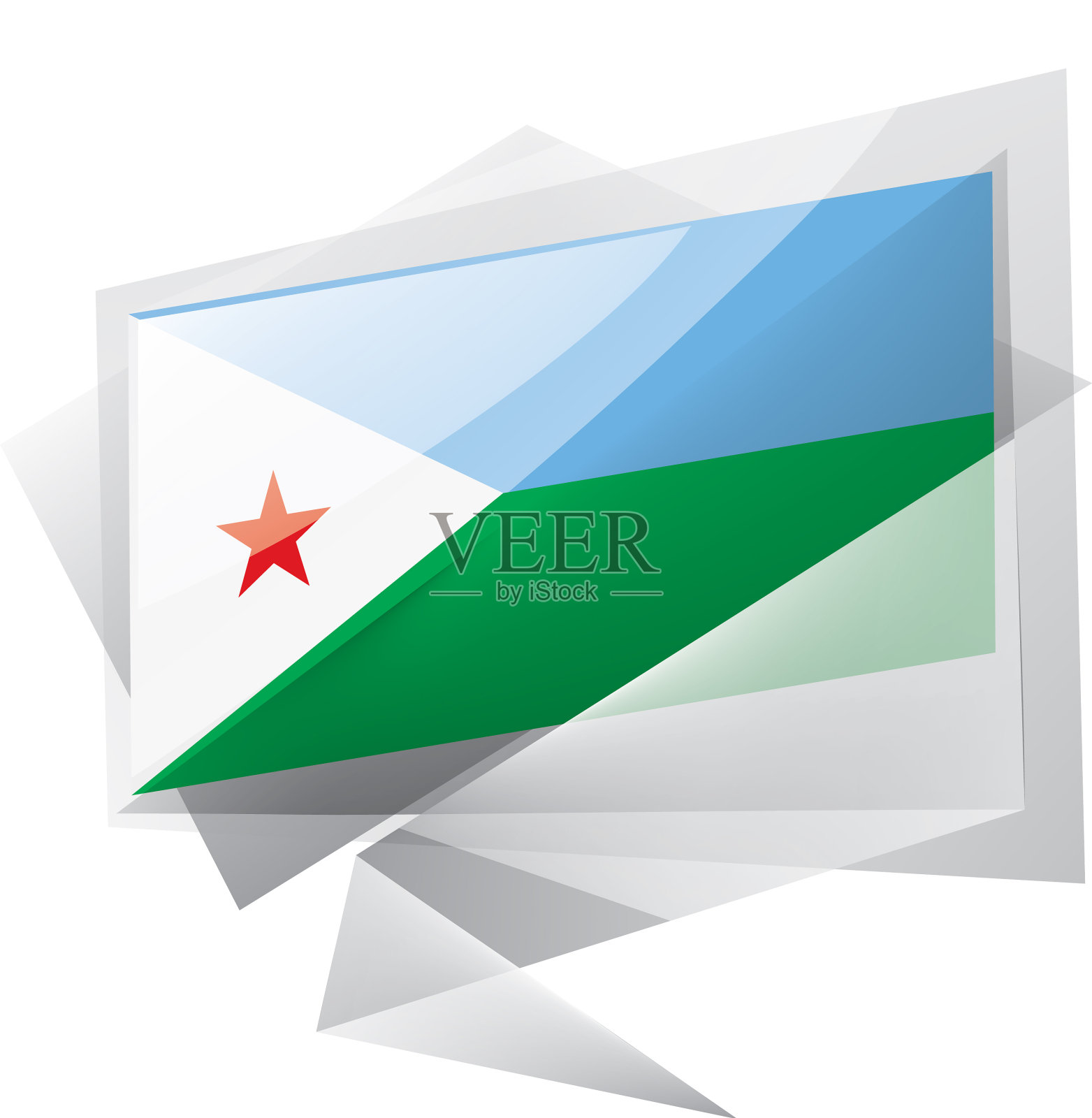 吉布提国旗上印着白色设计元素图片