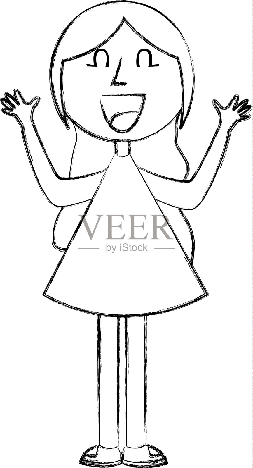 年轻女孩举起手,化身角色设计元素图片