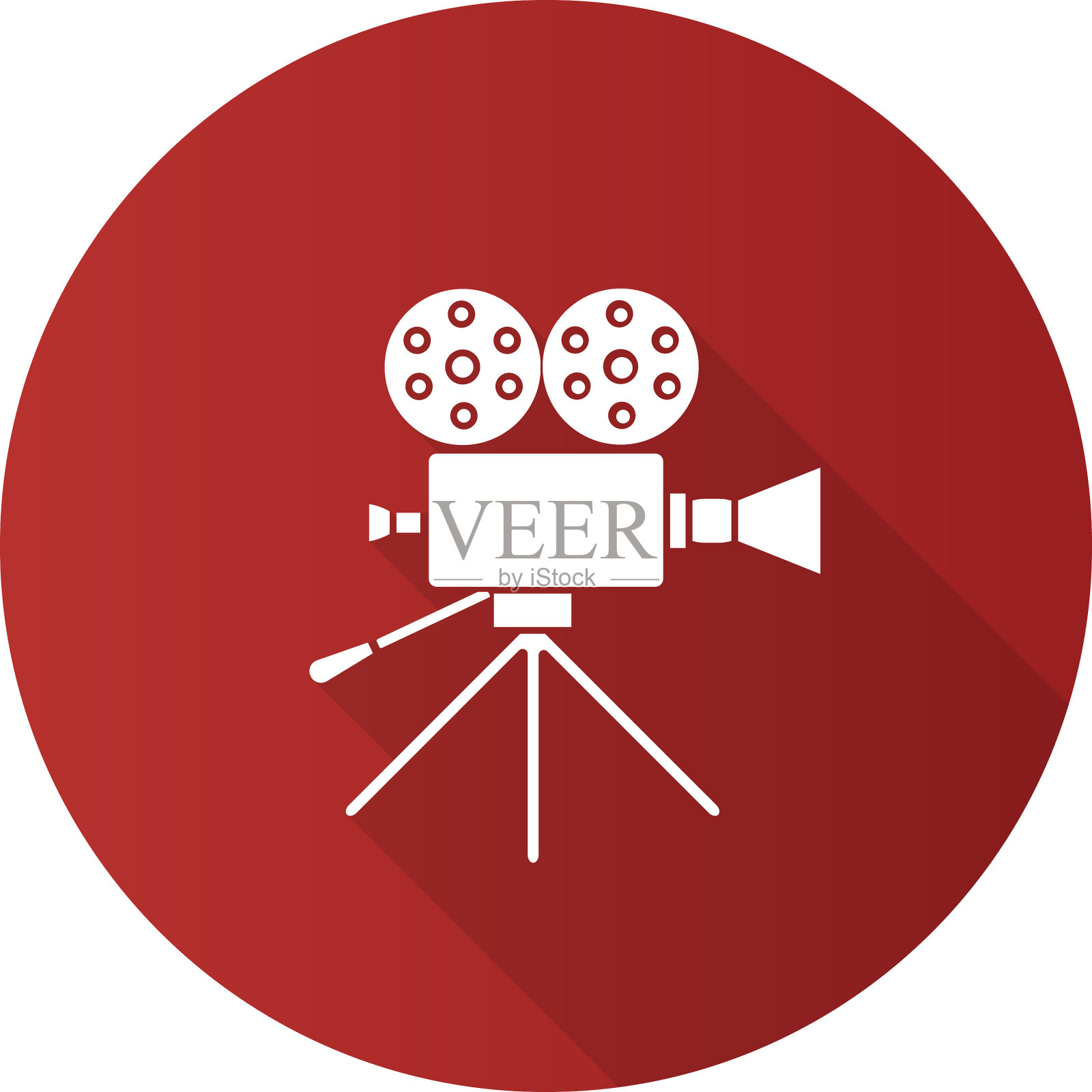 电影摄像机平面设计长阴影字形图标图标素材