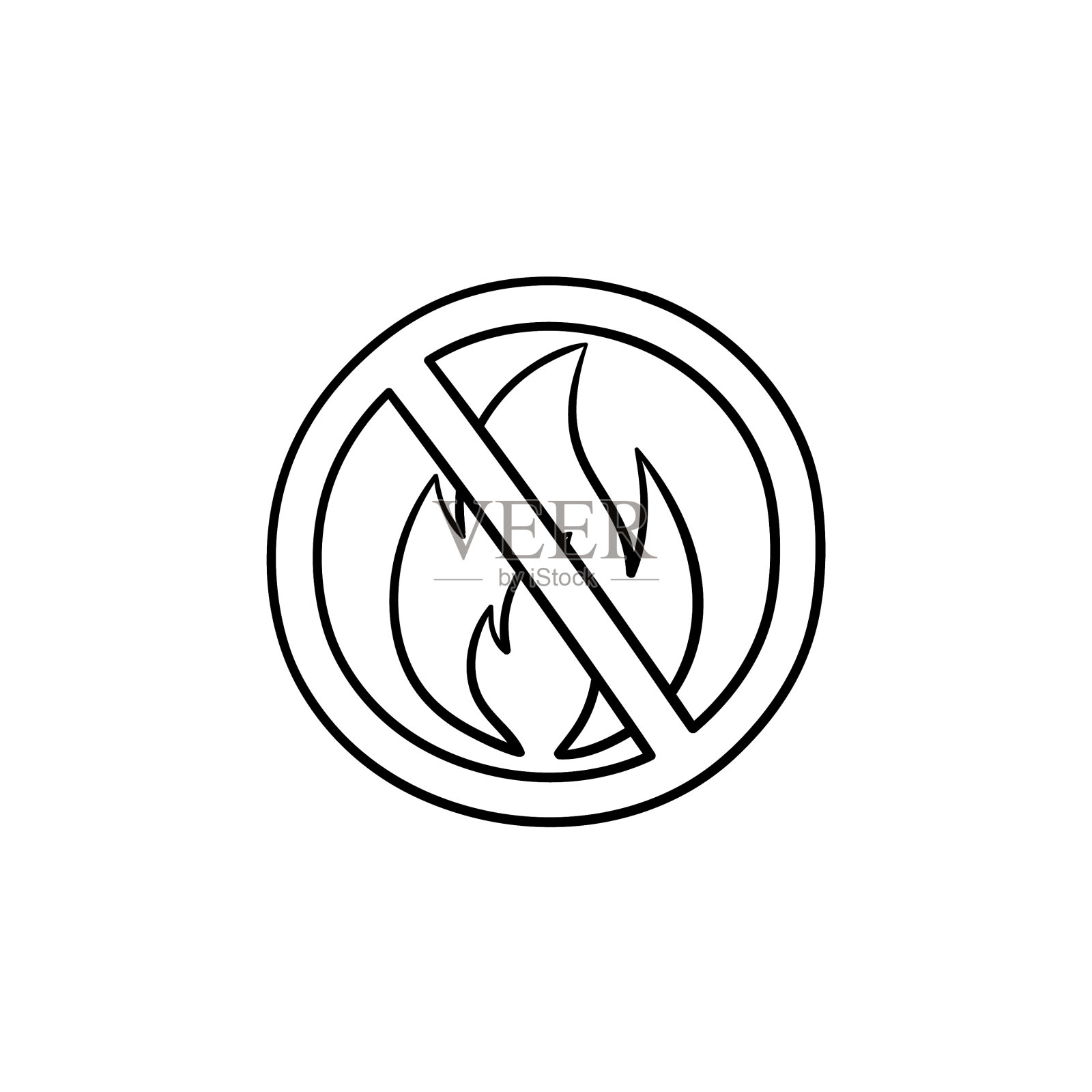 篝火禁止标志手绘素描图标图标素材
