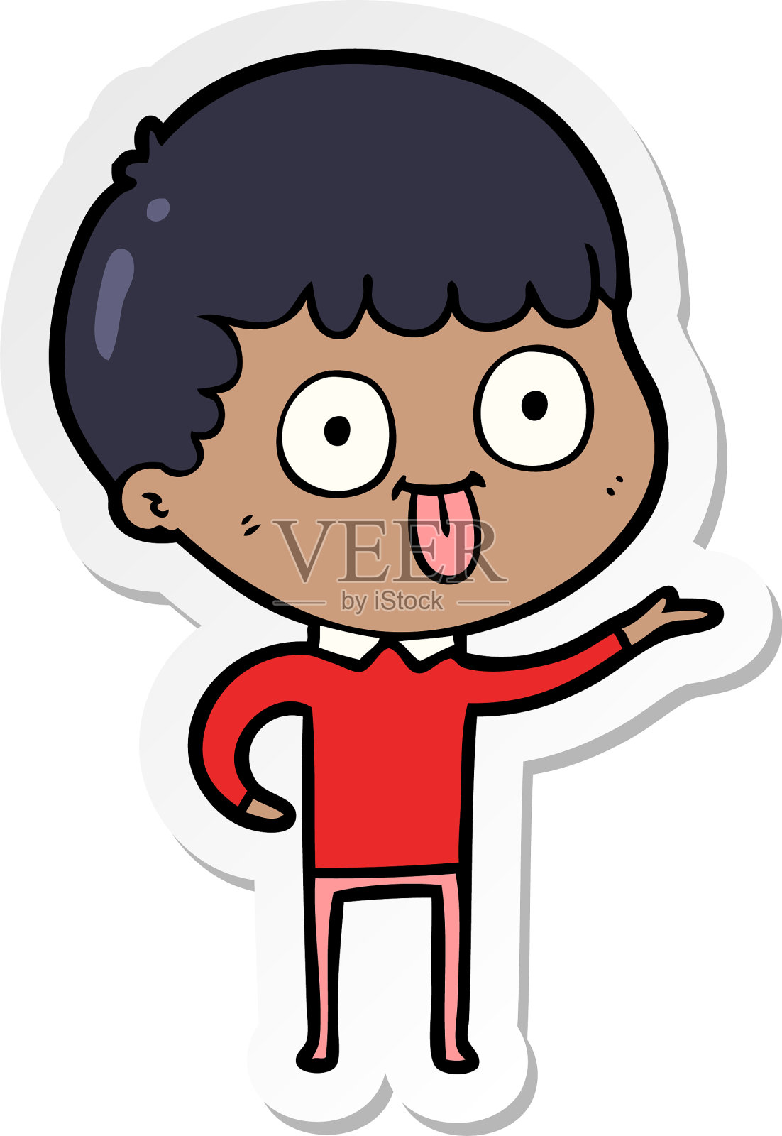 一个卡通人物盯着看的贴纸设计元素图片